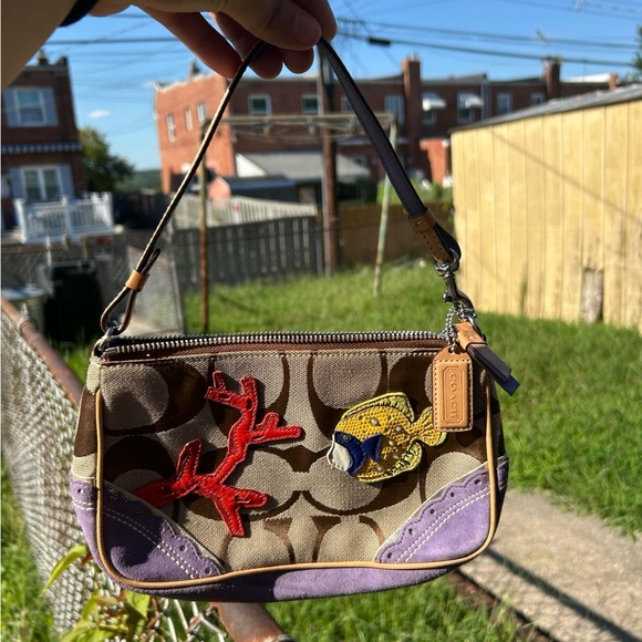 COACH Limited Edition Fish & Coral Appliqué Shoulder Bag H05Q-1491 Purse - Picture 1 of 4